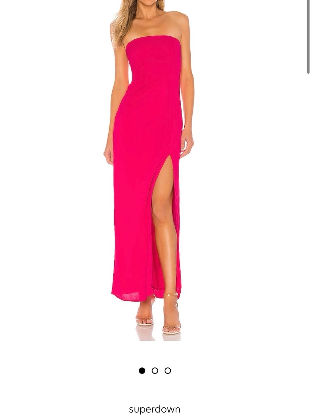superdown Asher Strapless Dress Pink Size M Tube Maxi Dress Side Slit